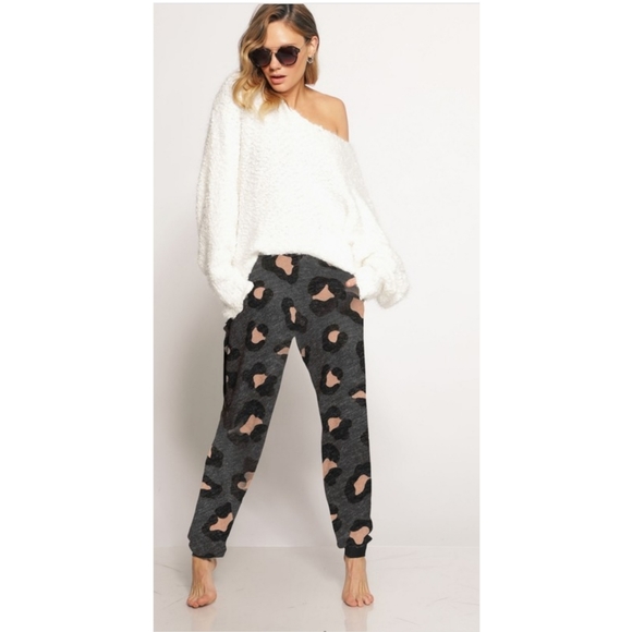 Leopard Print Joggers Pants drawstring S-L - Picture 3 of 3